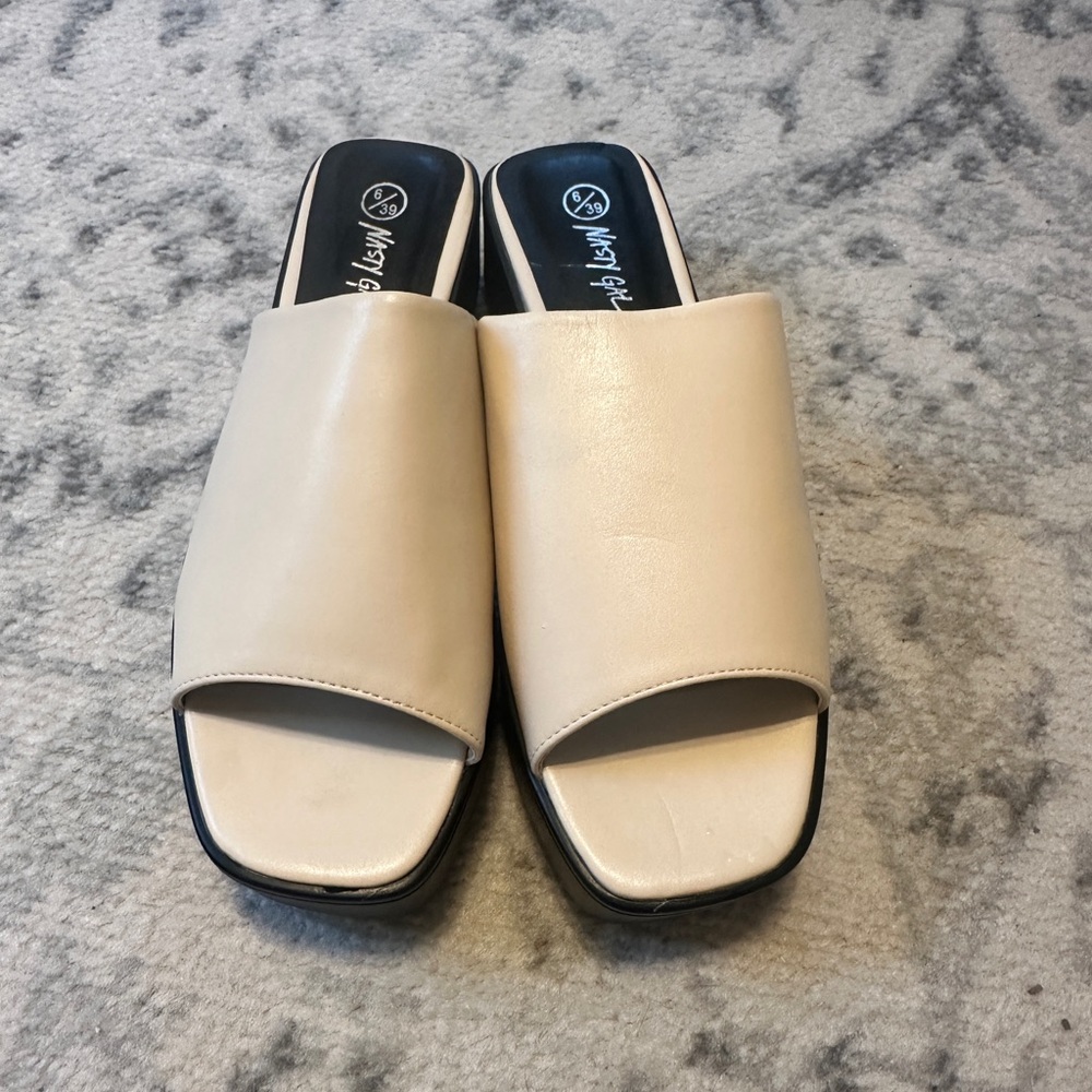 Nasty Gal Cream Slide Sandals